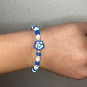 Blue and White Kids Beaded Bracelet